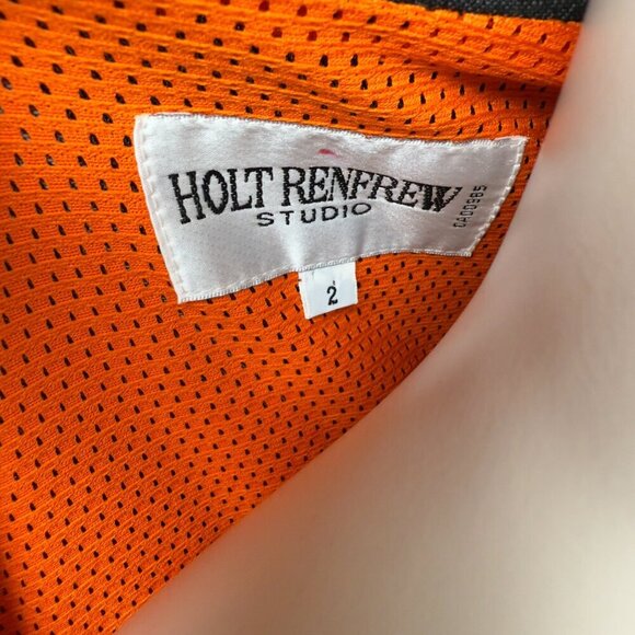 HOLT RENFREW Vtg Y2K Long Denim Gray Jeans Jacket button-down Tie Waist sz 2 - Picture 10 of 16